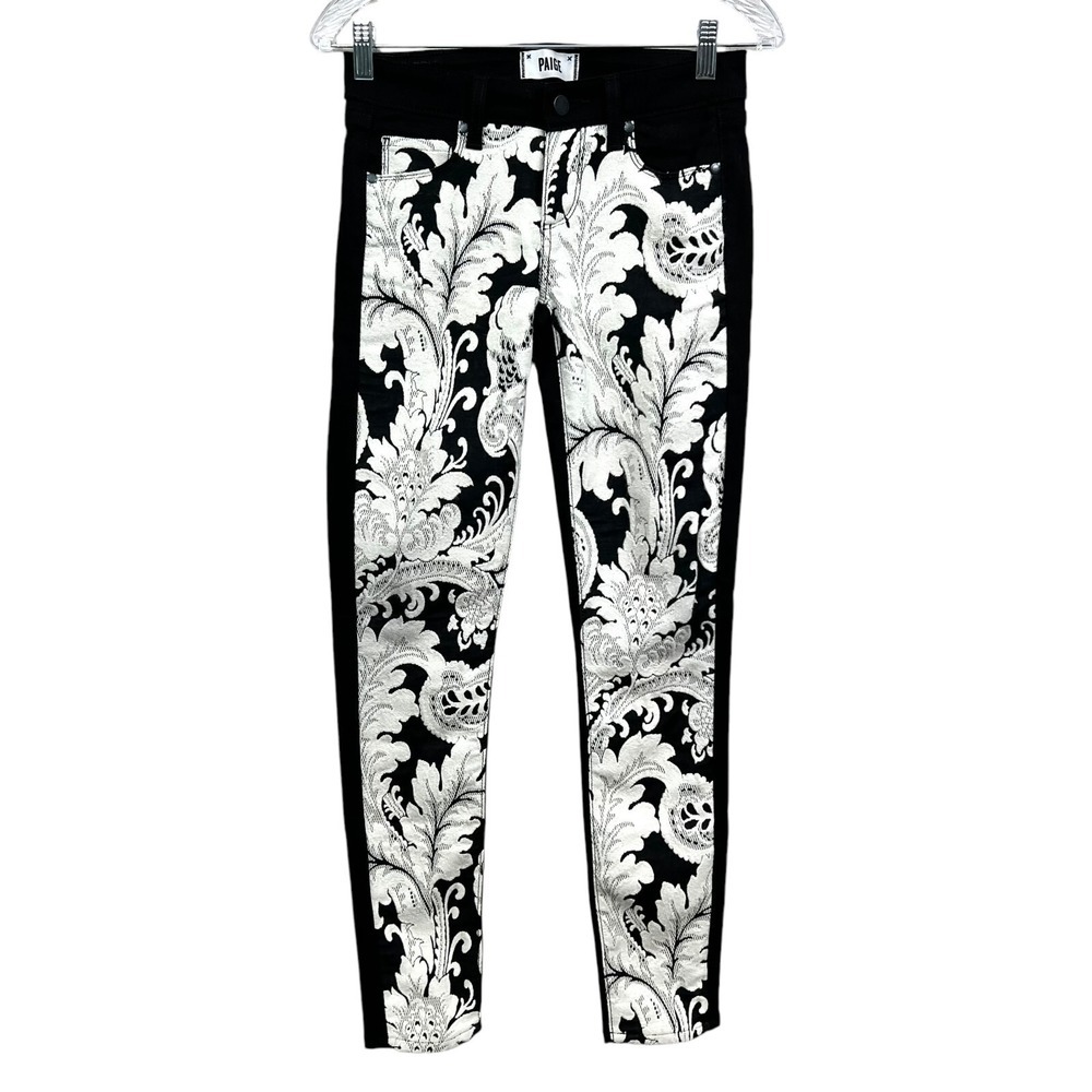 Paige Womens Jeans Emily Ultra Skinny Needlepoint Stretch Black Cream Sz 25*